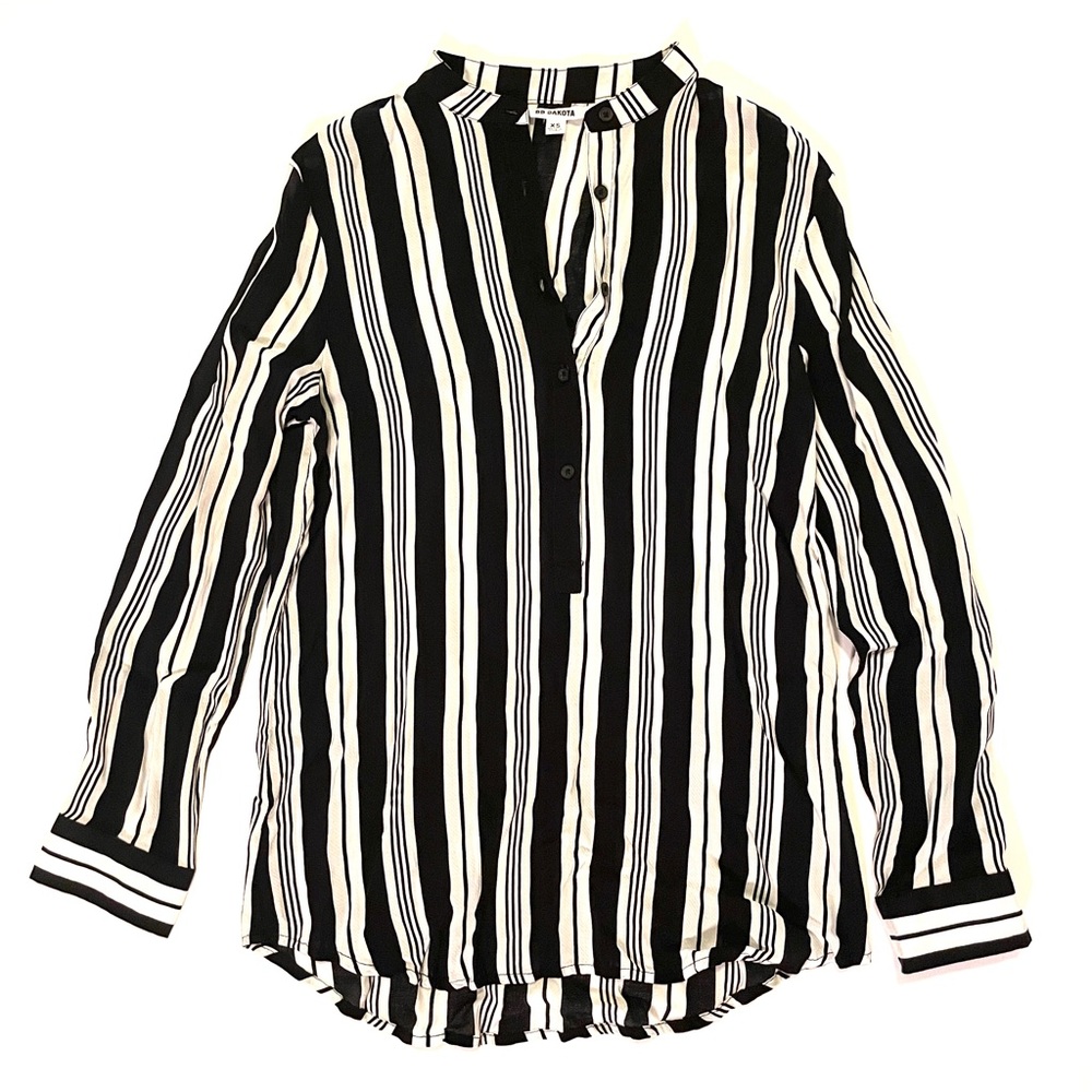 BB Dakota Frankie black white striped blouse top